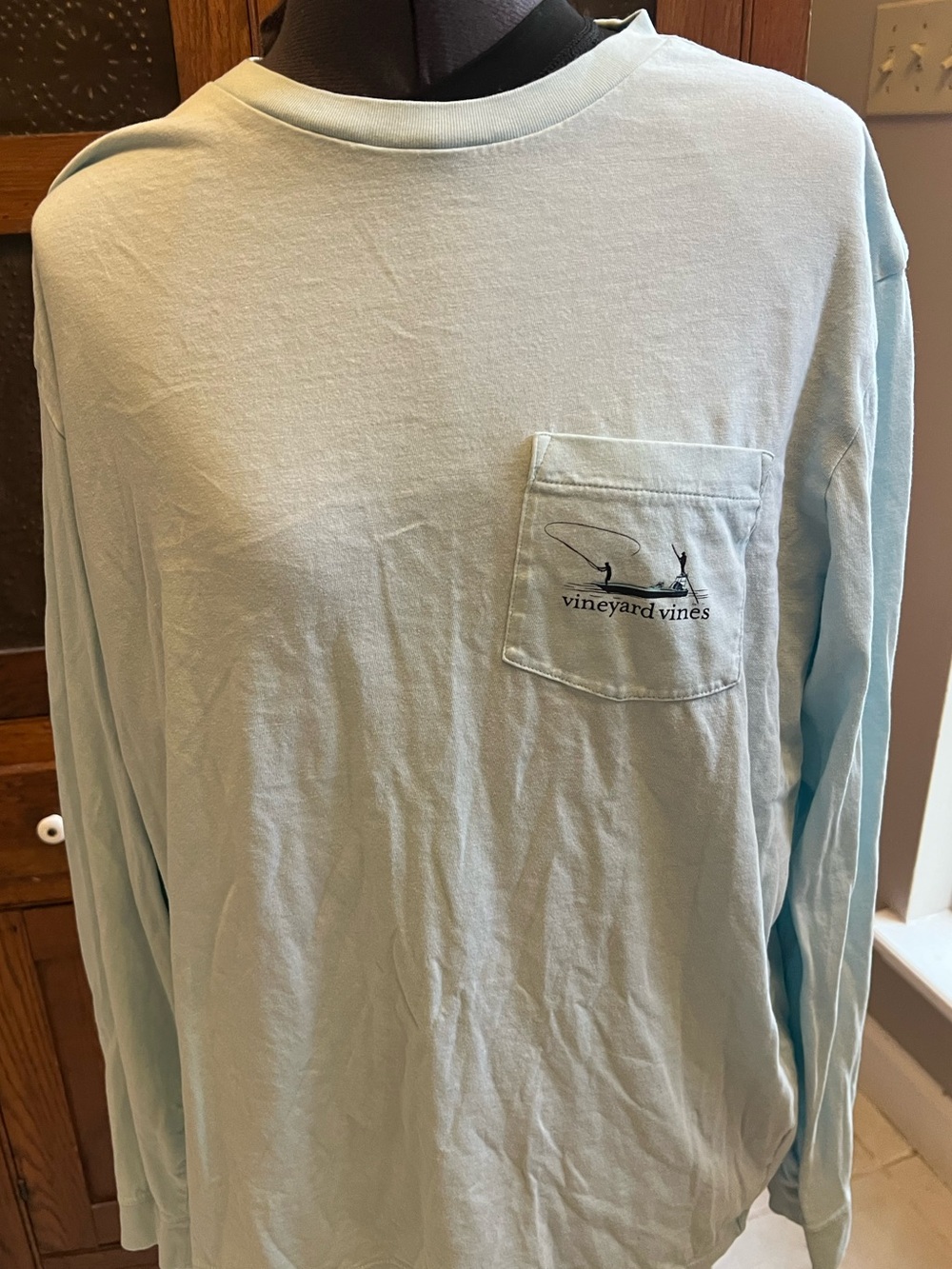 Vineyard Vines Men's Long-Sleeve Pocket Tee - Light Blue size L